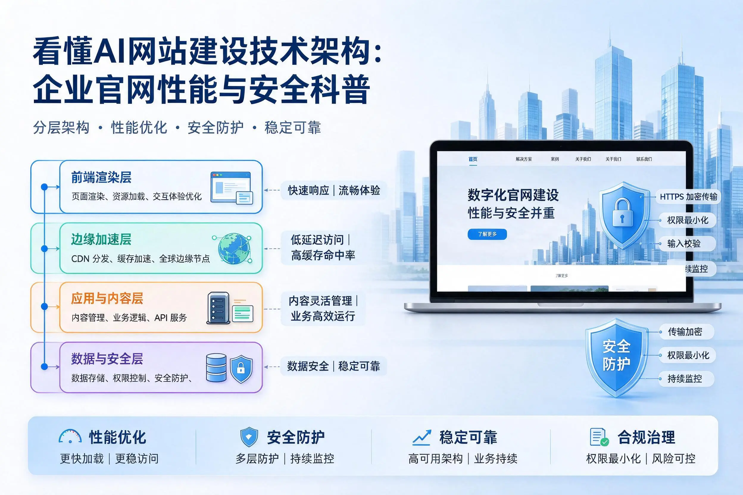 看懂AI网站建设技术架构：铁岭企业官网性能与安全科普