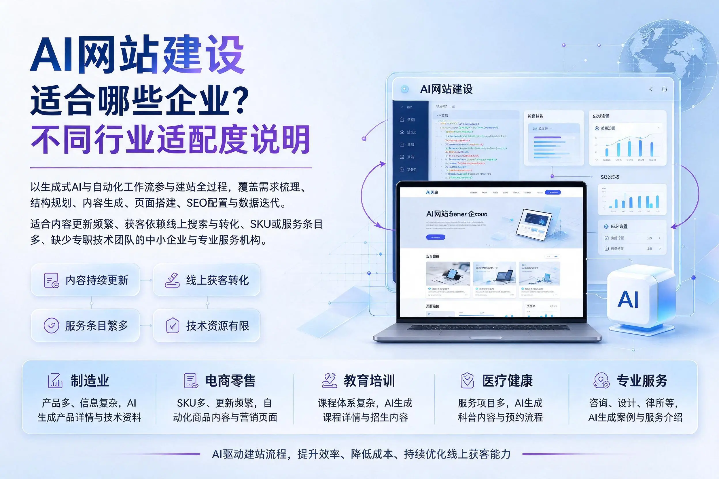 AI网站建设适合哪些企业？铁岭不同行业适配度说明
